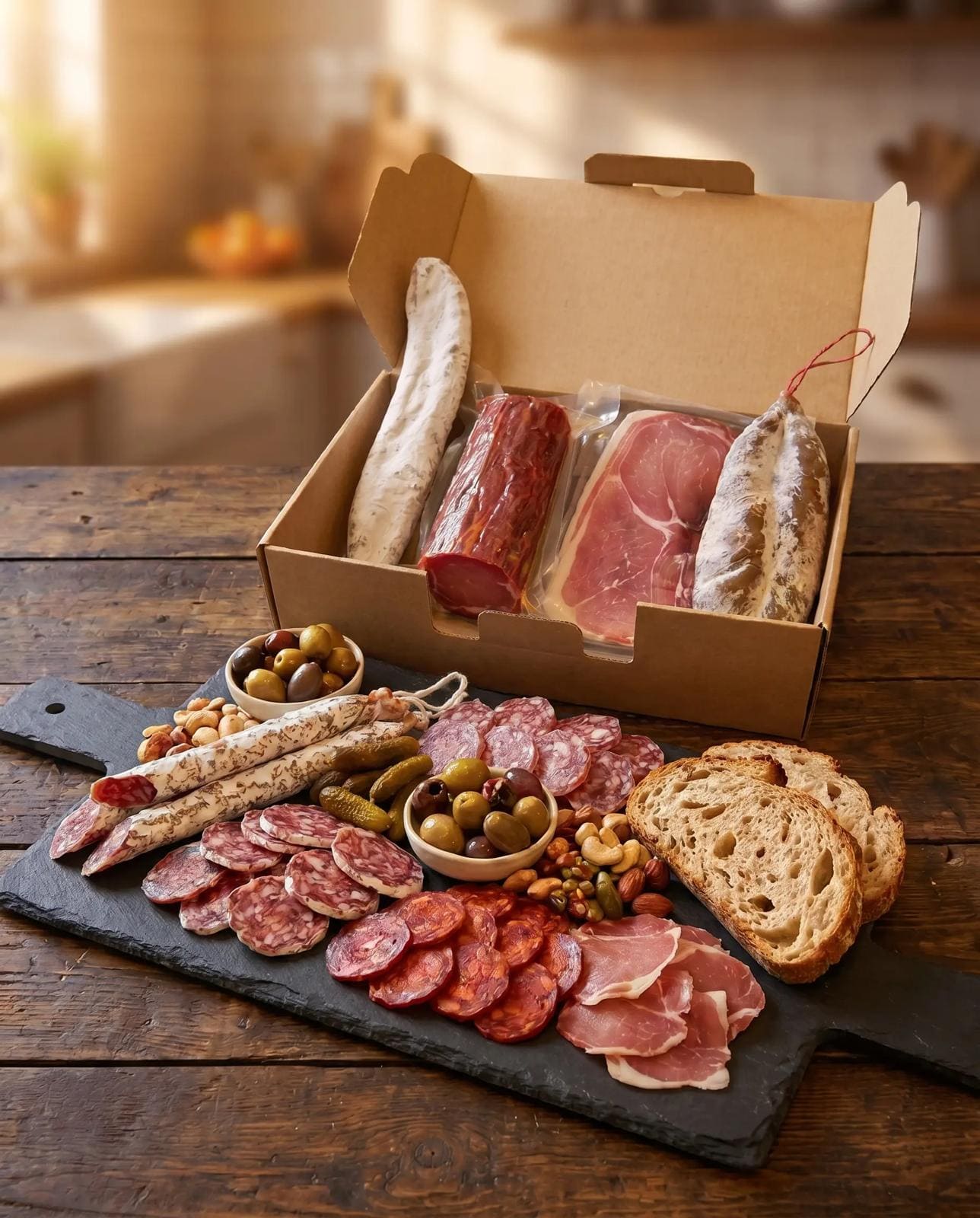 Box Charcuterie Fine – Saucisson, Lomo, Serrano IGP, Fuet Catalan