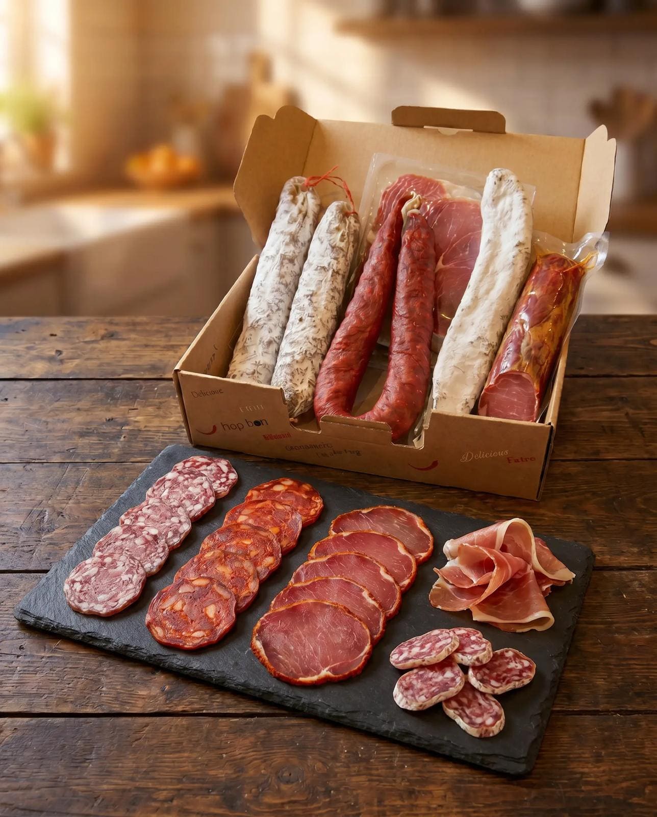 Box Signature – 7 Charcuteries IGP · Lomo · Serrano · Saucisson