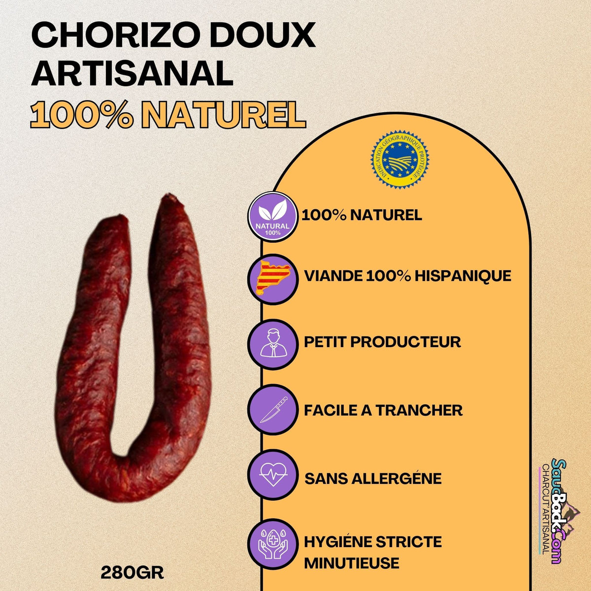 Chorizo Doux IGP 100%Naturel 280g
