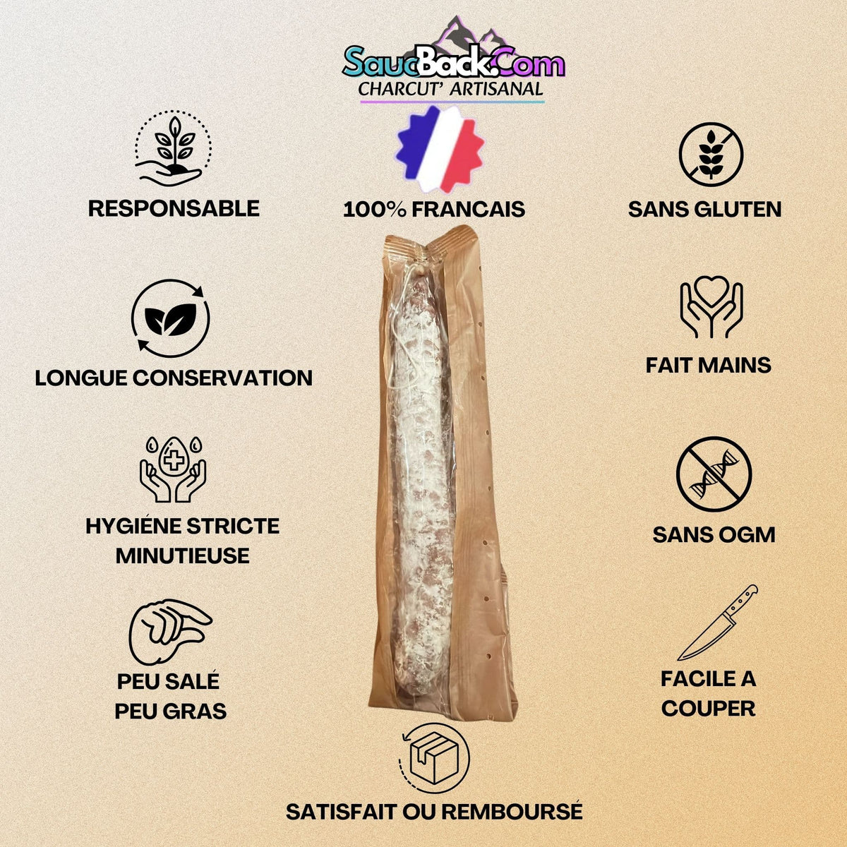 Saucisse Droite Artisanale "Altitude" Médaillé 250g