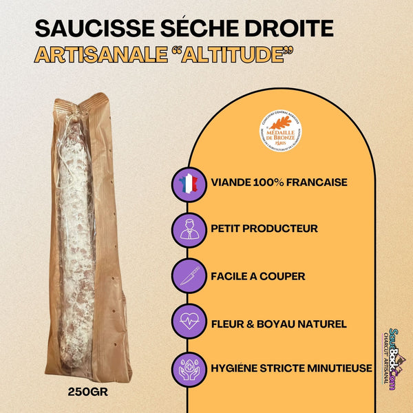 Saucisse Droite Artisanale "Altitude" Médaillé 250g
