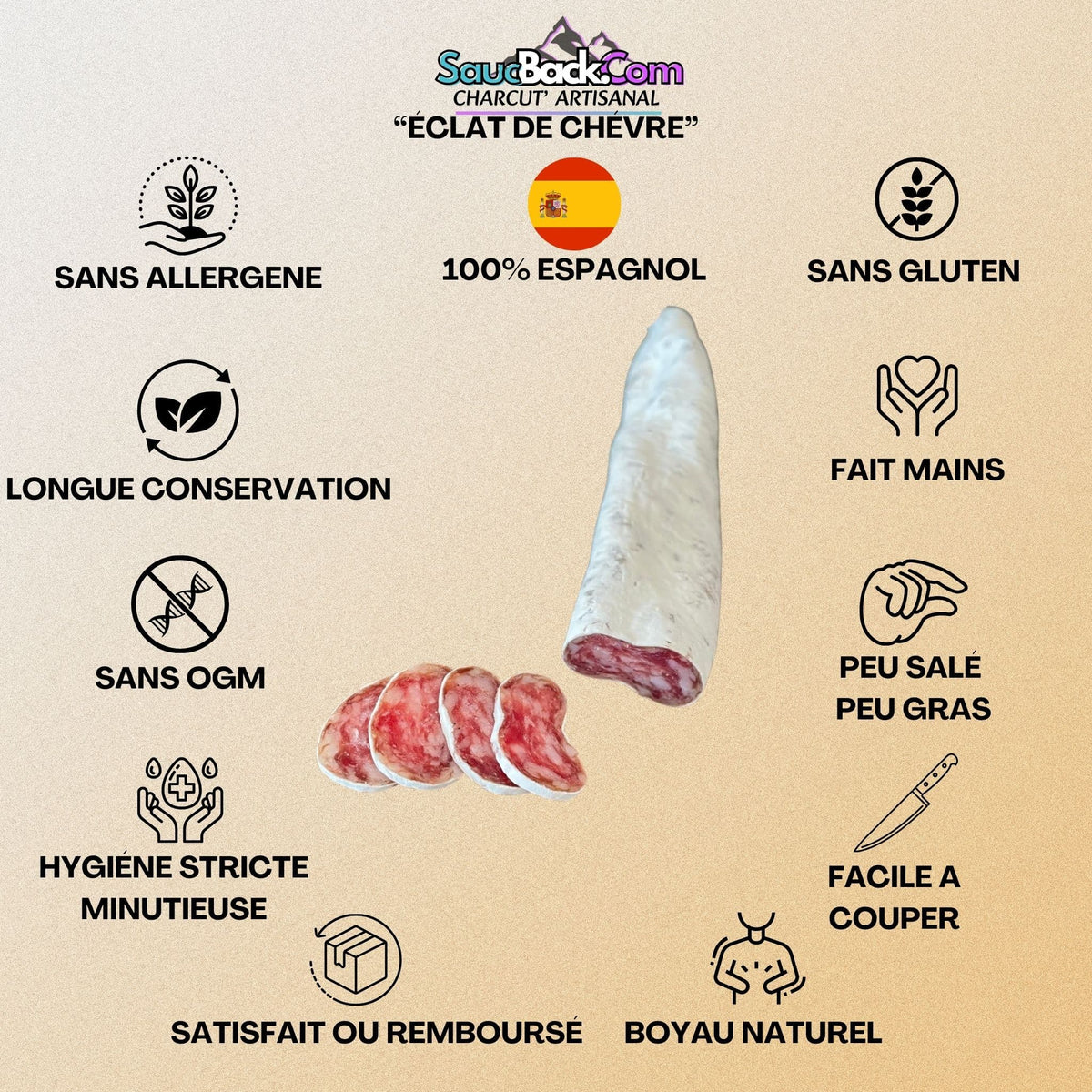 Fuet Fromage de Chèvre Catalan Artisanal Premium 160g