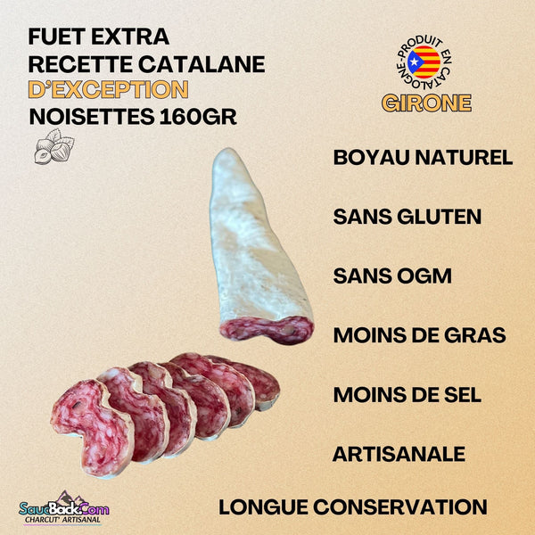 Fuet Éclat de Noisettes Catalan Artisanal Premium 160g