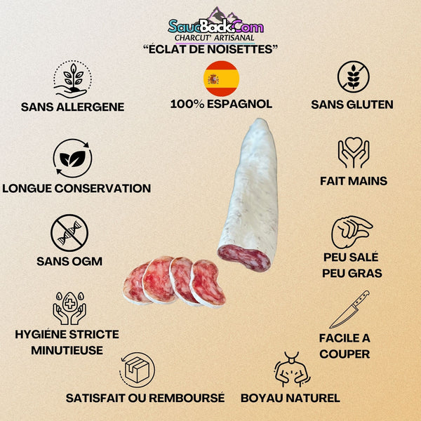 Fuet Éclat de Noisettes Catalan Artisanal Premium 160g
