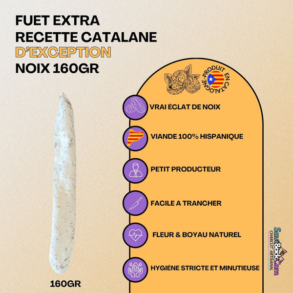 Fuet Éclat de Noix Catalan Artisanal Premium 160g