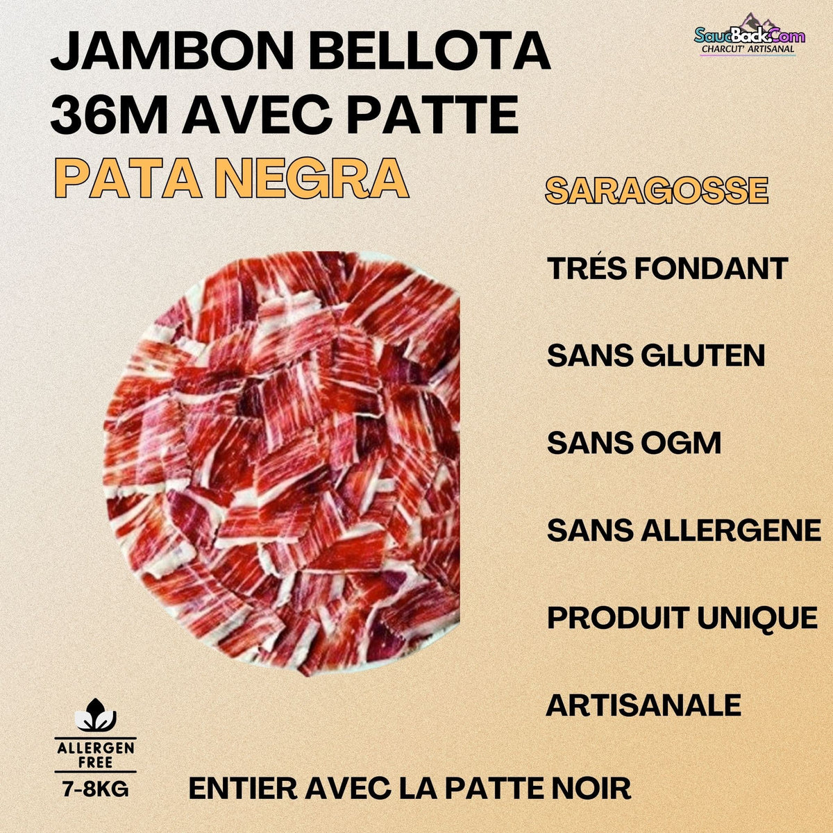 Jambon Bellota 36 Mois Pata Negra Ibérique AOP +9kg