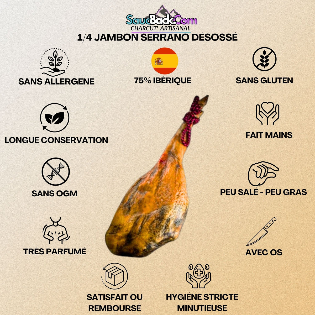 Jambon Bellota 36 Mois Pata Negra Ibérique AOP +9kg