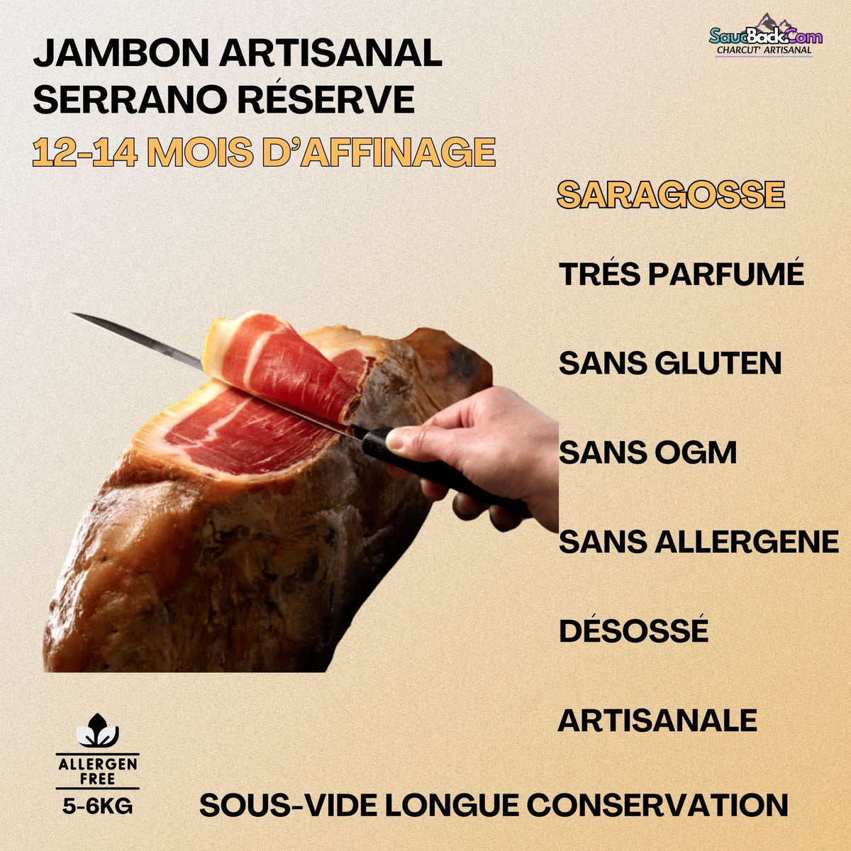 Jambon Serrano Artisanal 12-14 Mois Réserve IGP +7kg