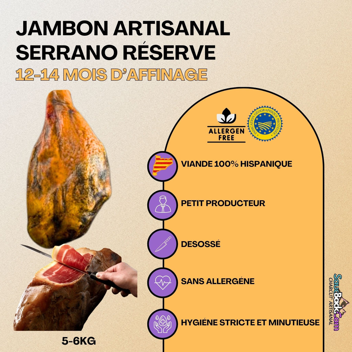 Jambon Serrano Artisanal 12-14 Mois Réserve IGP +7kg