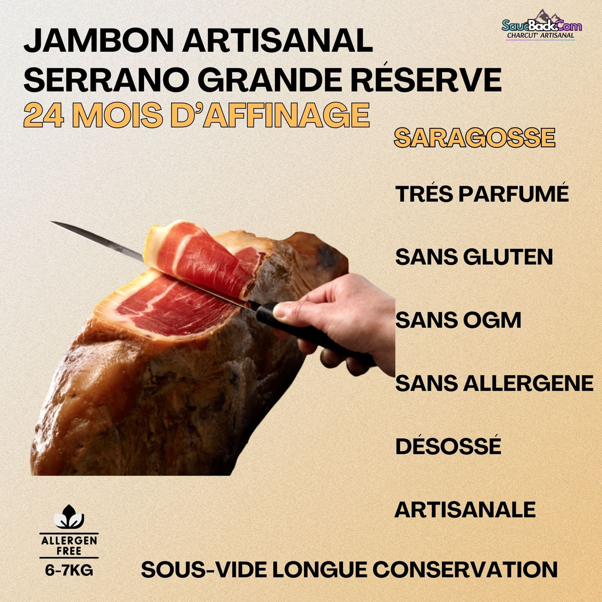Jambon Serrano Artisanal 18-24 Mois Grande Réserve IGP +7kg