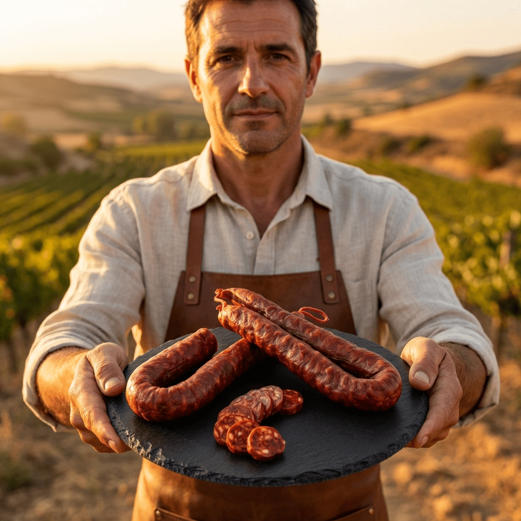 Chorizo Fort Artisanal Pur Porc 100% Naturel IGP - SaucBack.Com