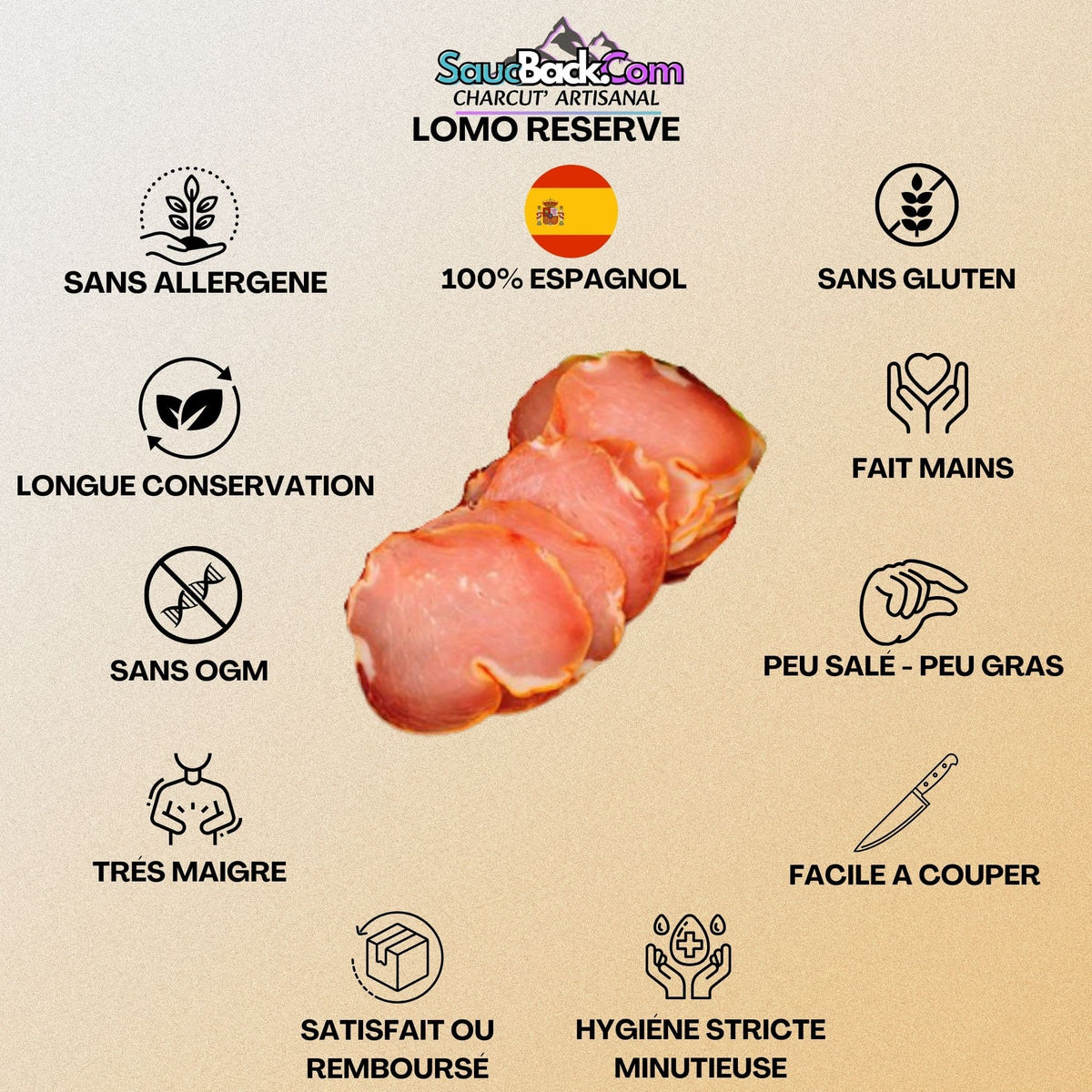 Lomo Réserve Artisanal +4 Mois d'Affinage 350g - SaucBack.Com