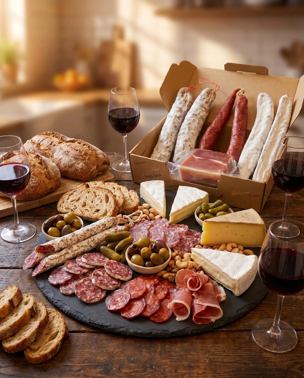 Box XXL Conviviale – 5 Charcuteries + 1/4 Jambon Serrano IGP
