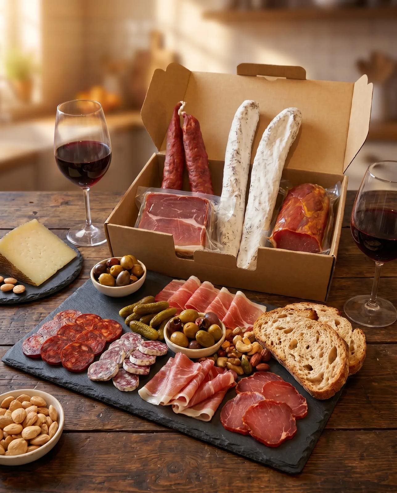Box Ibérique – Chorizo IGP, Lomo, 1/4 Serrano IGP, Fuet Catalan