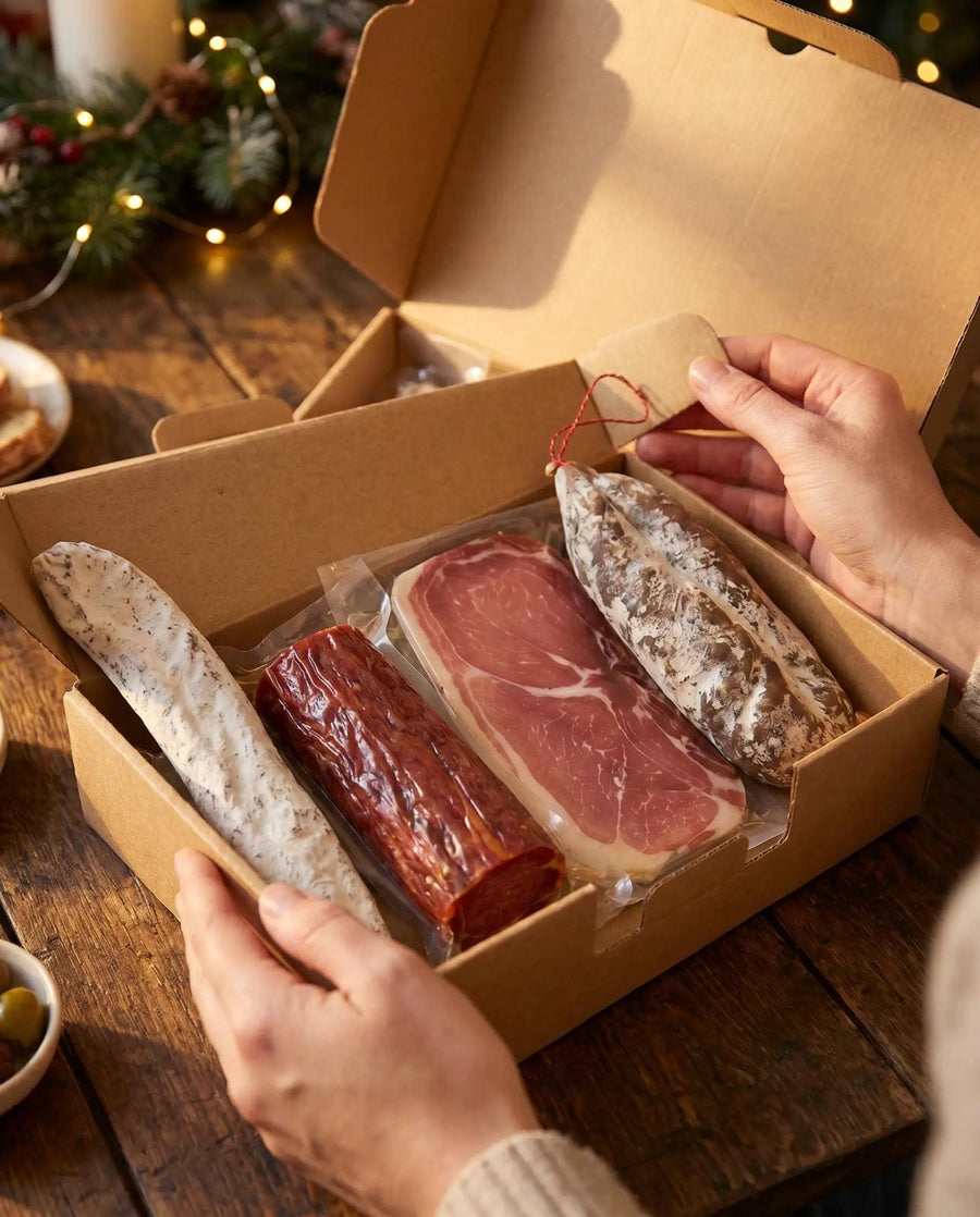 Coffret charcuterie fine : saucisson, lomo, Serrano ETG, fuet – SaucBack