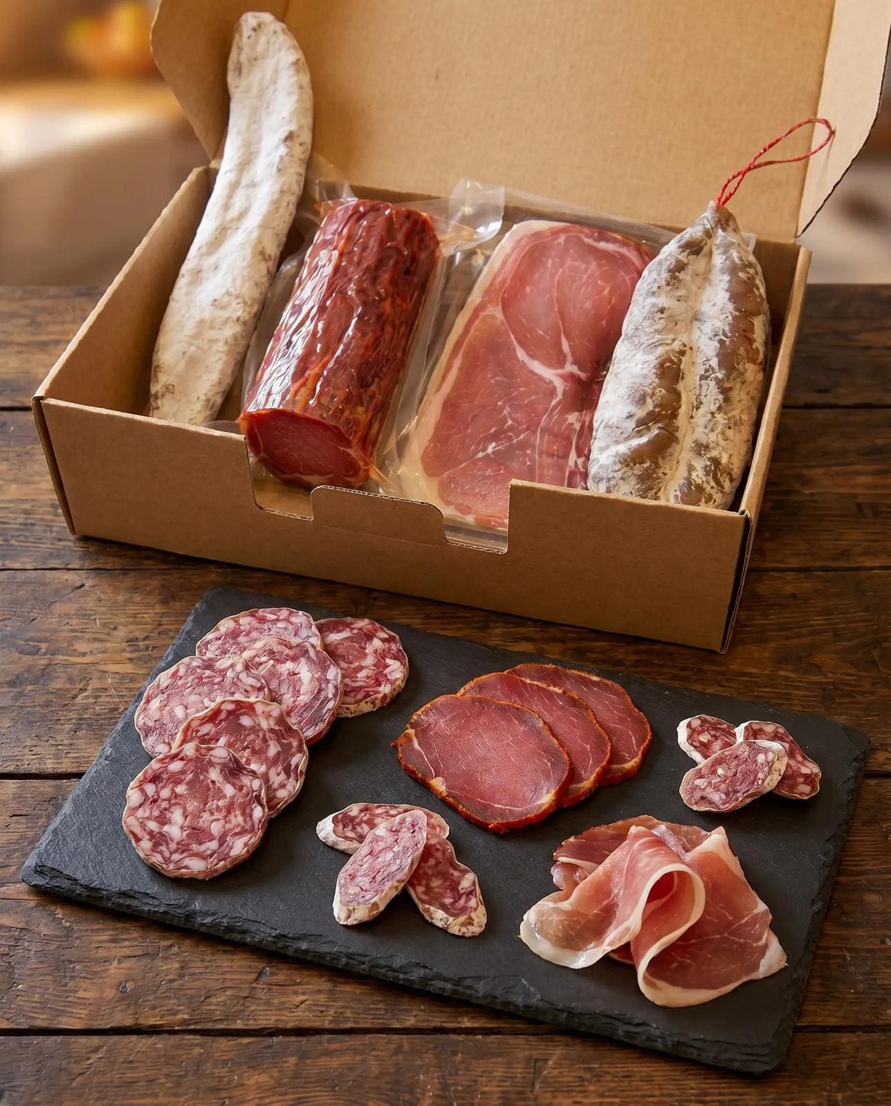 Box Charcuterie Fine – Saucisson, Lomo, Serrano IGP, Fuet Catalan