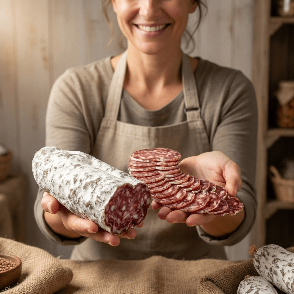 Saucisson Sec Artisanal Pur Porc 300 gr - SaucBack.Com