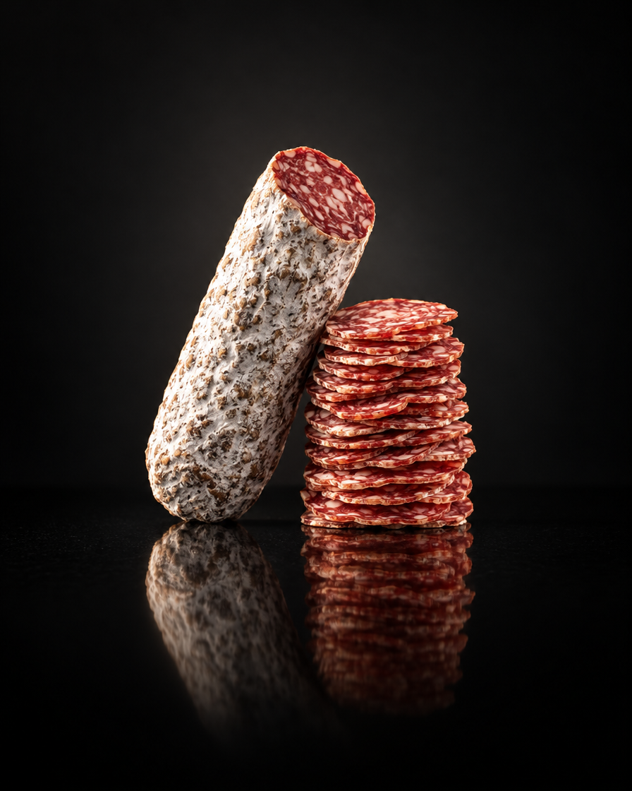 Saucisson sec artisanal et ses tranches – SaucBack