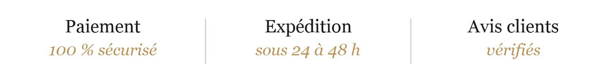 Paiement 100 % sécurisé, expédition sous 24 à 48 h, avis clients vérifiés